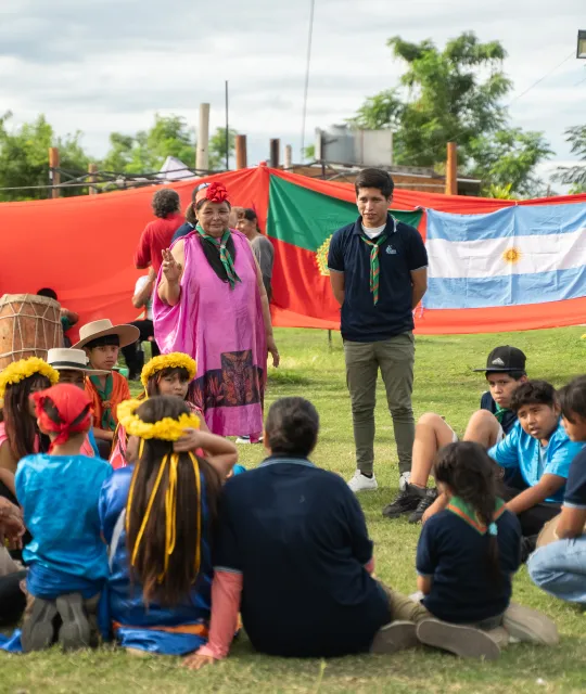 Mónica and Martín with their Scout group